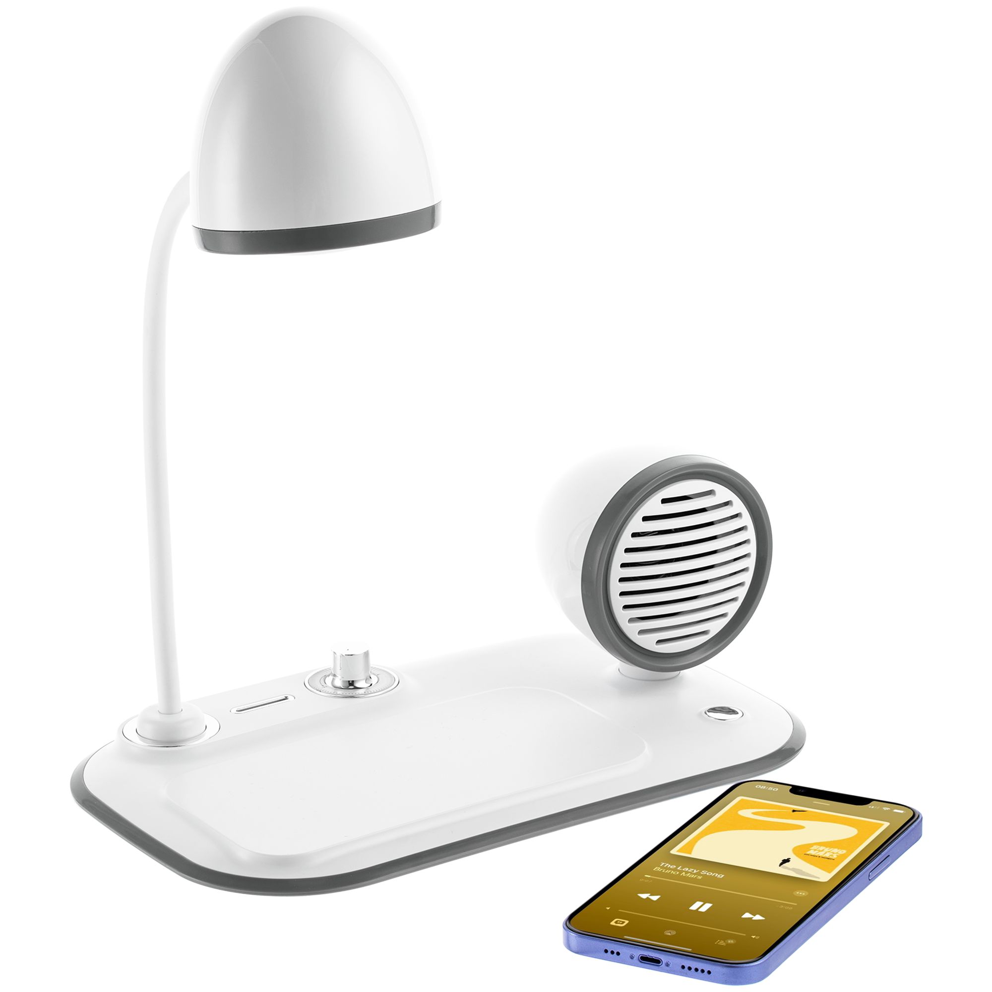 Лампа с колонкой и беспроводной зарядкой